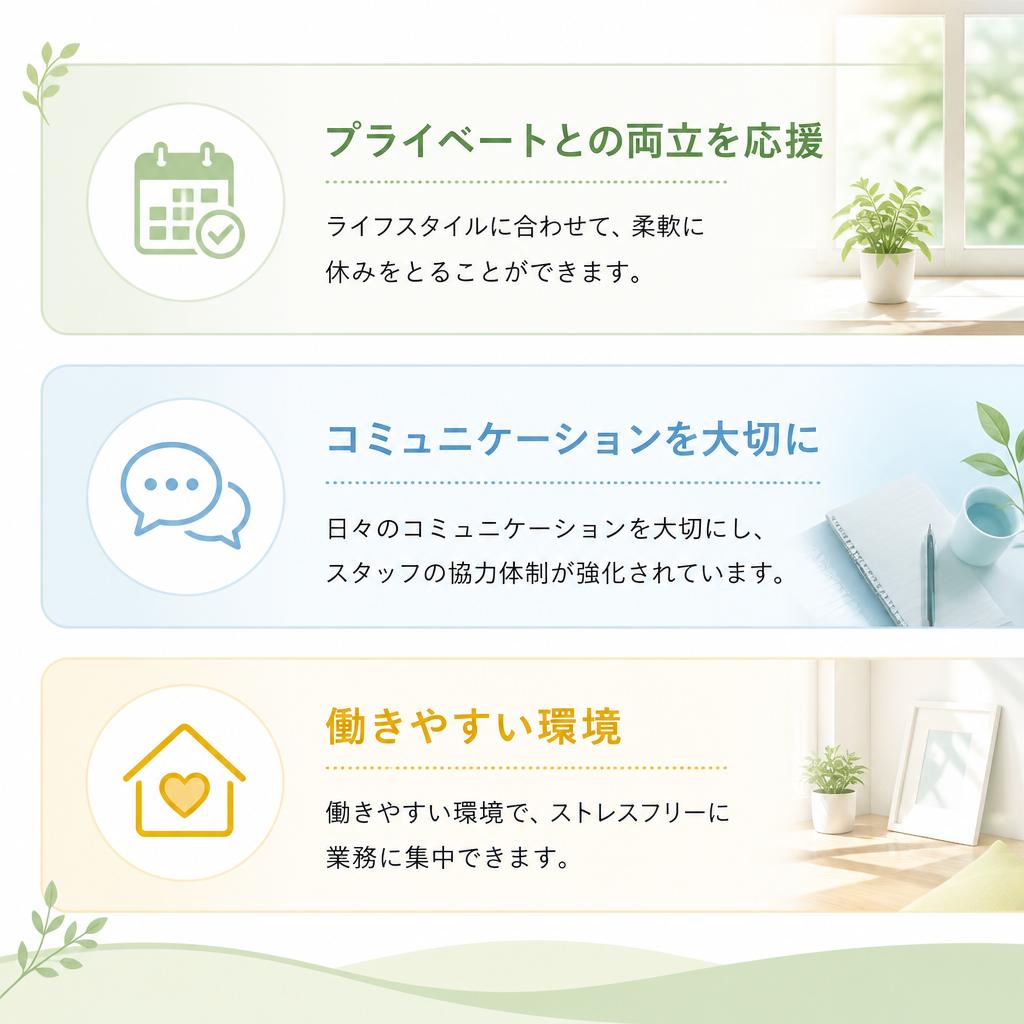 働きやすさも魅力！柔軟な休日取得