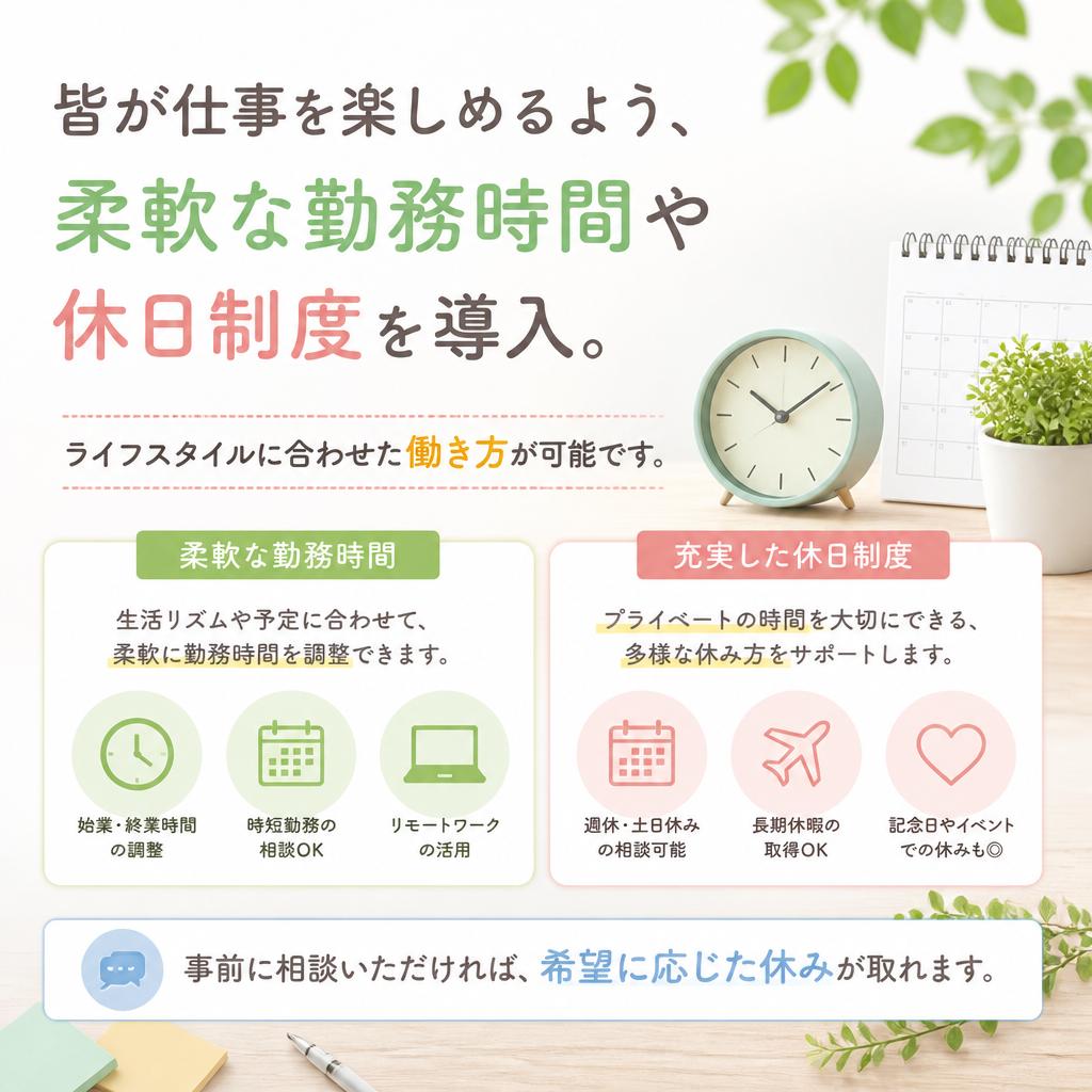 働きやすい自由な職場環境